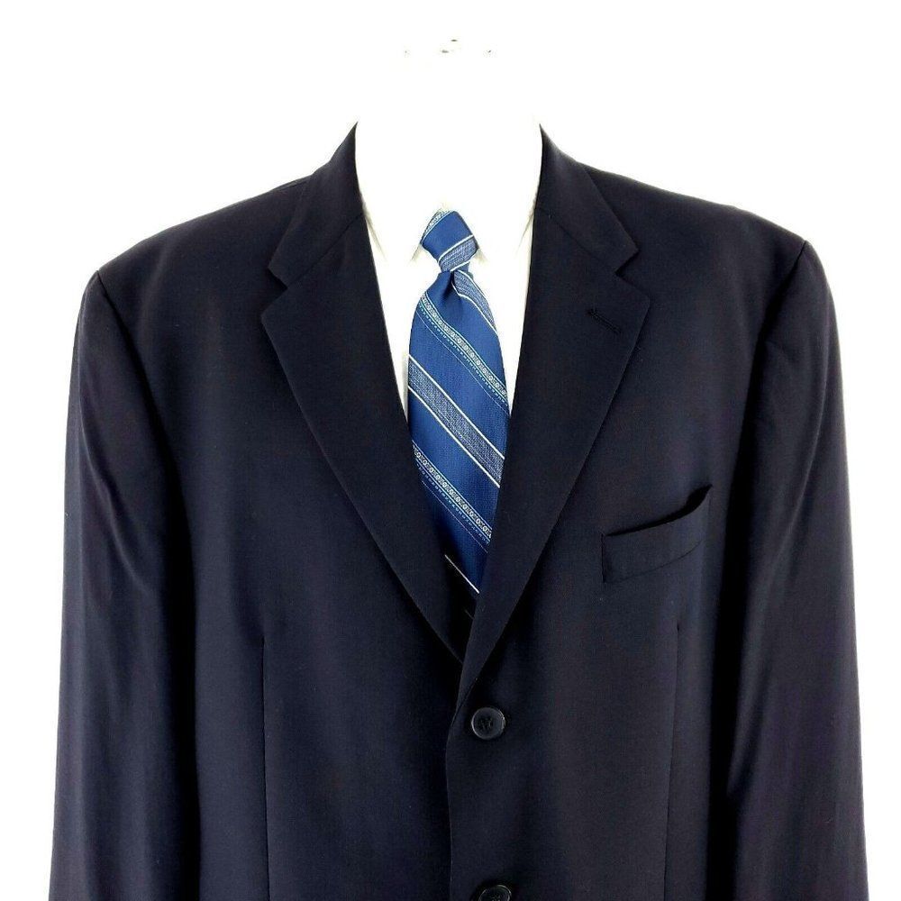 Ralph Lauren Wool‎ 3 Button Blazer 46L Blue Solid